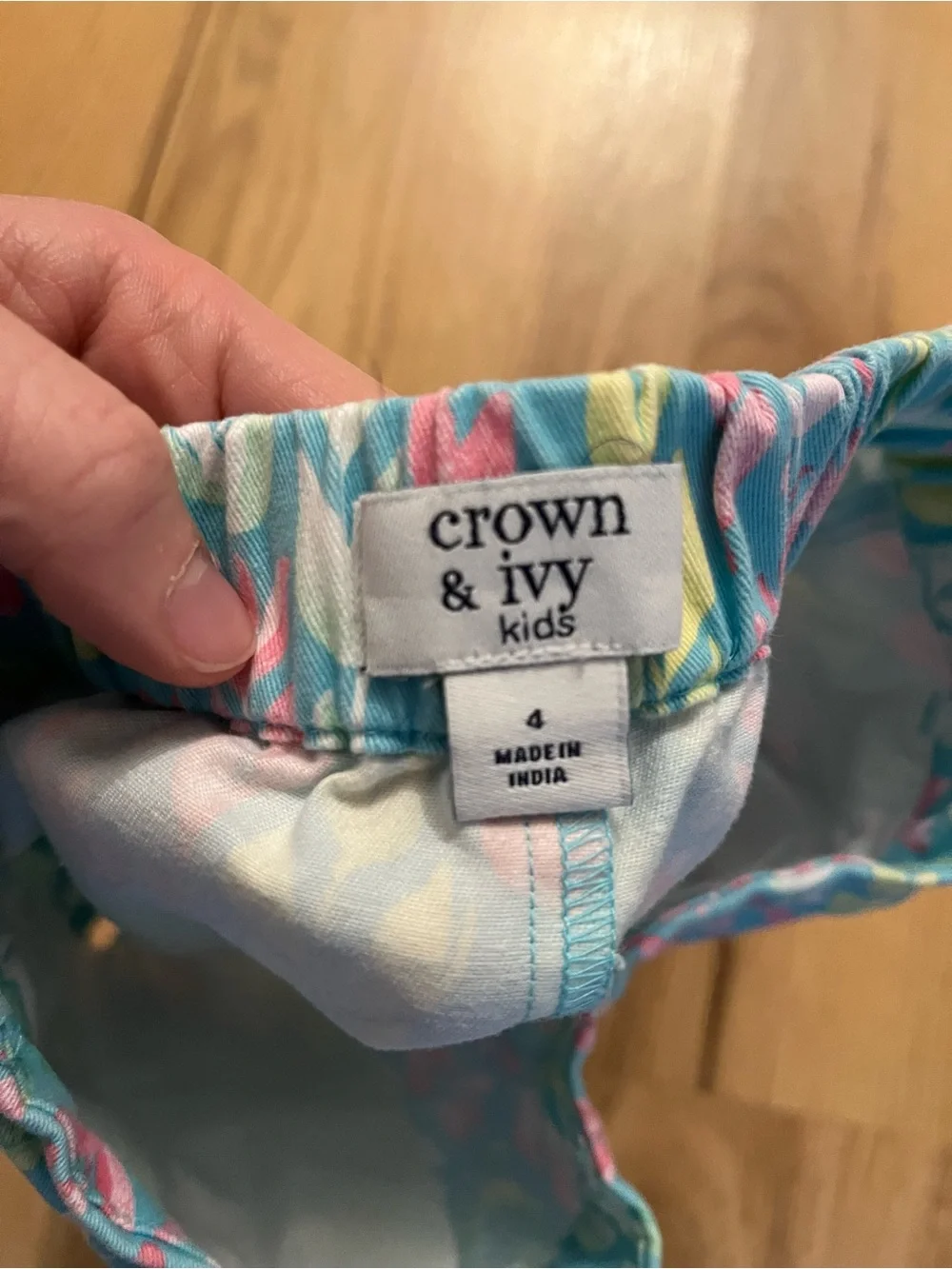 Crown & Ivy Kids Scalloped Hem Floral Print Shorts - Blue/Pink